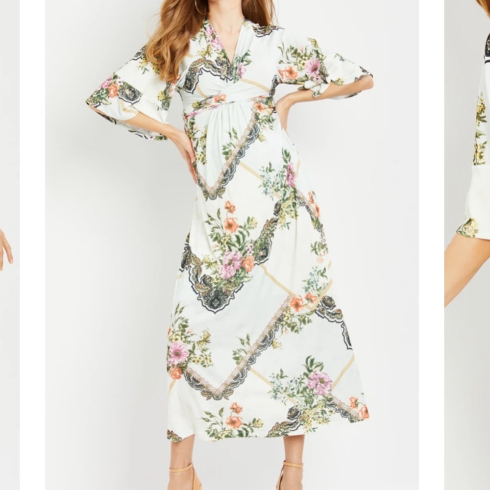 JESSICA SIMPSON FAUX WRAP KIMONO MATERNITY DRESS